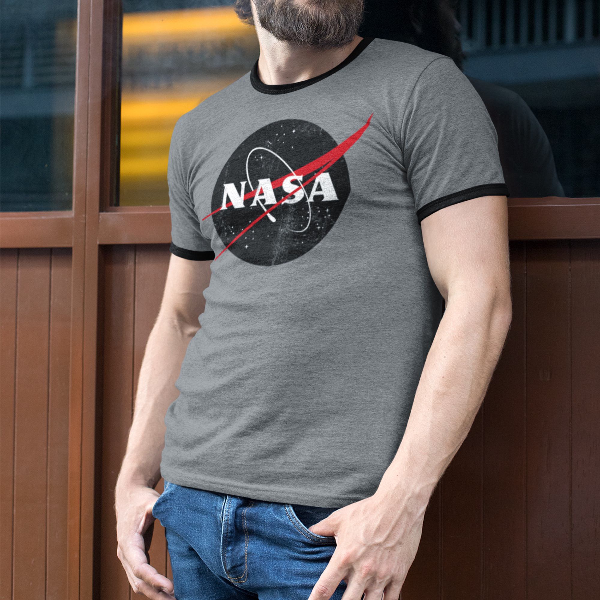 Nasa Ringer Black Official NASA Logo Unisex Ringer Tee – Hank Player