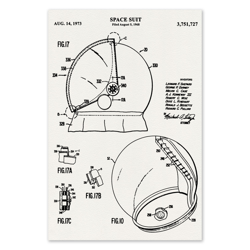 NASA Astronaut Helmet Patent Screen Print