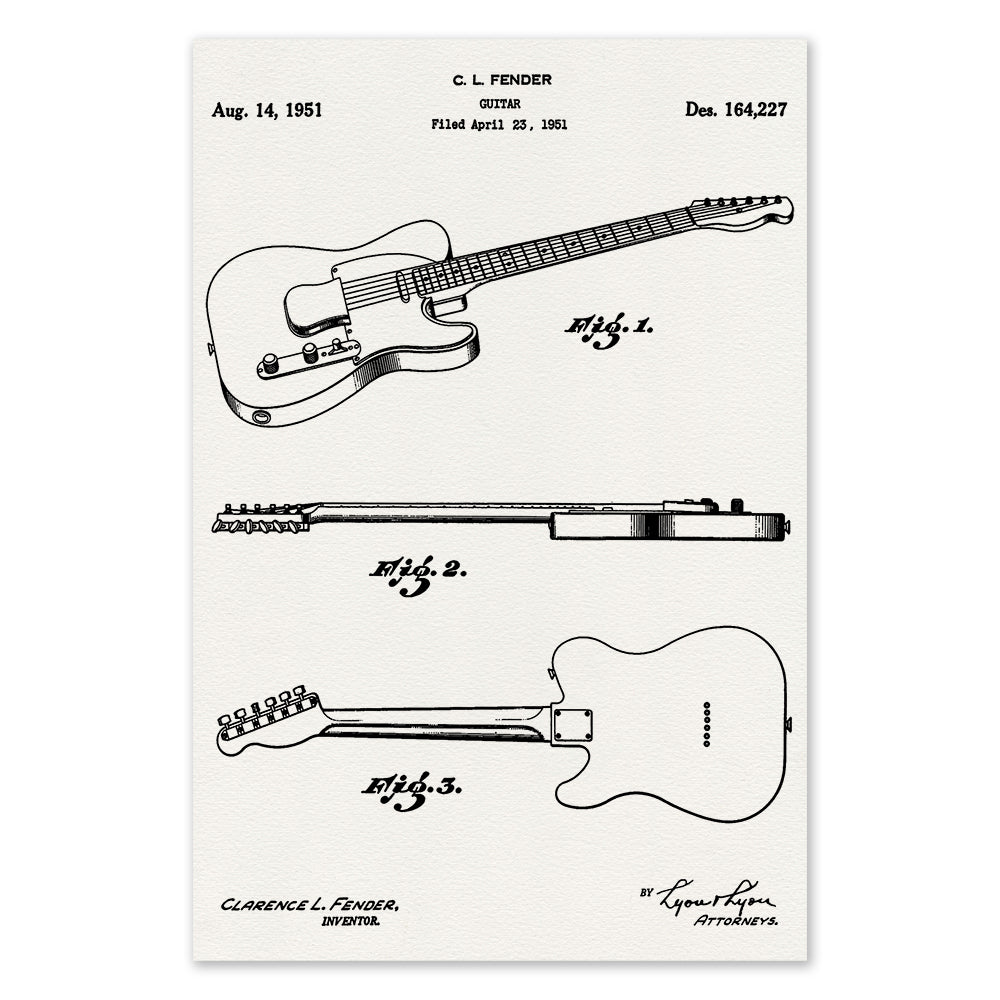 Fender Guitar Patent Screen Print – Hank Player