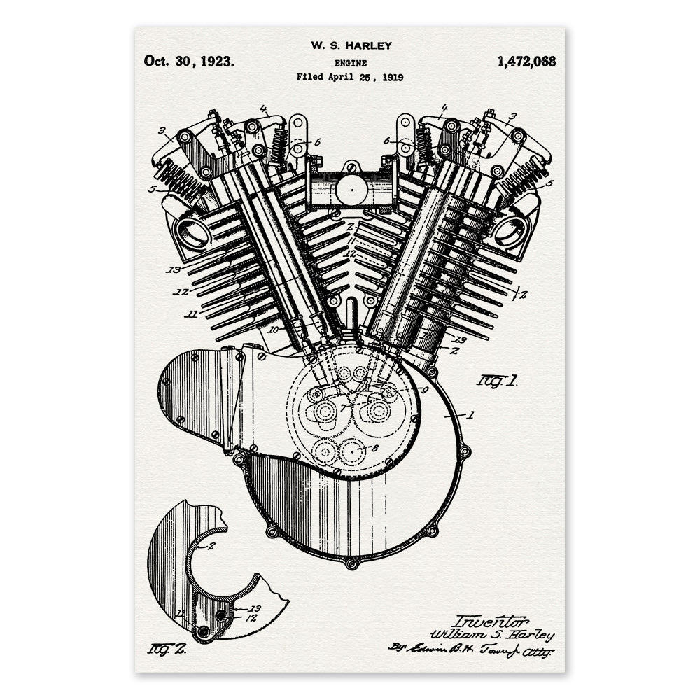 Harley-Davidson Engine Patent Screen Print