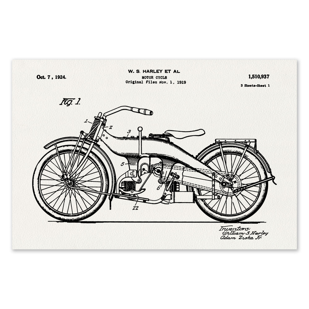 Harley-Davidson Motorcycle Patent Screen Print