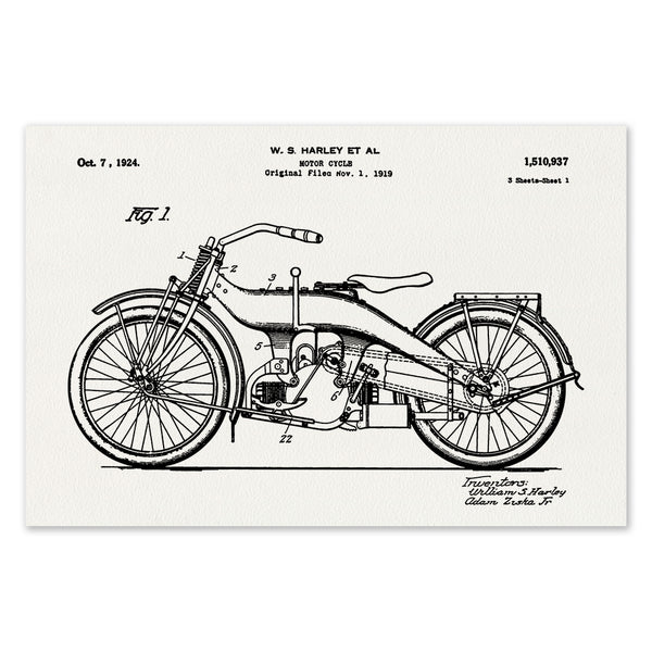 Harley-Davidson Motorcycle Patent Screen Print – Hank Player