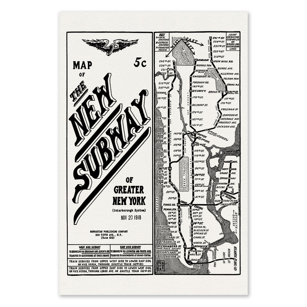New York Vintage Subway Map Screen Print