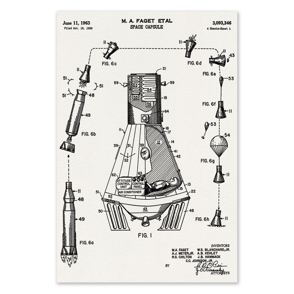 NASA Space Capsule Patent Screen Print