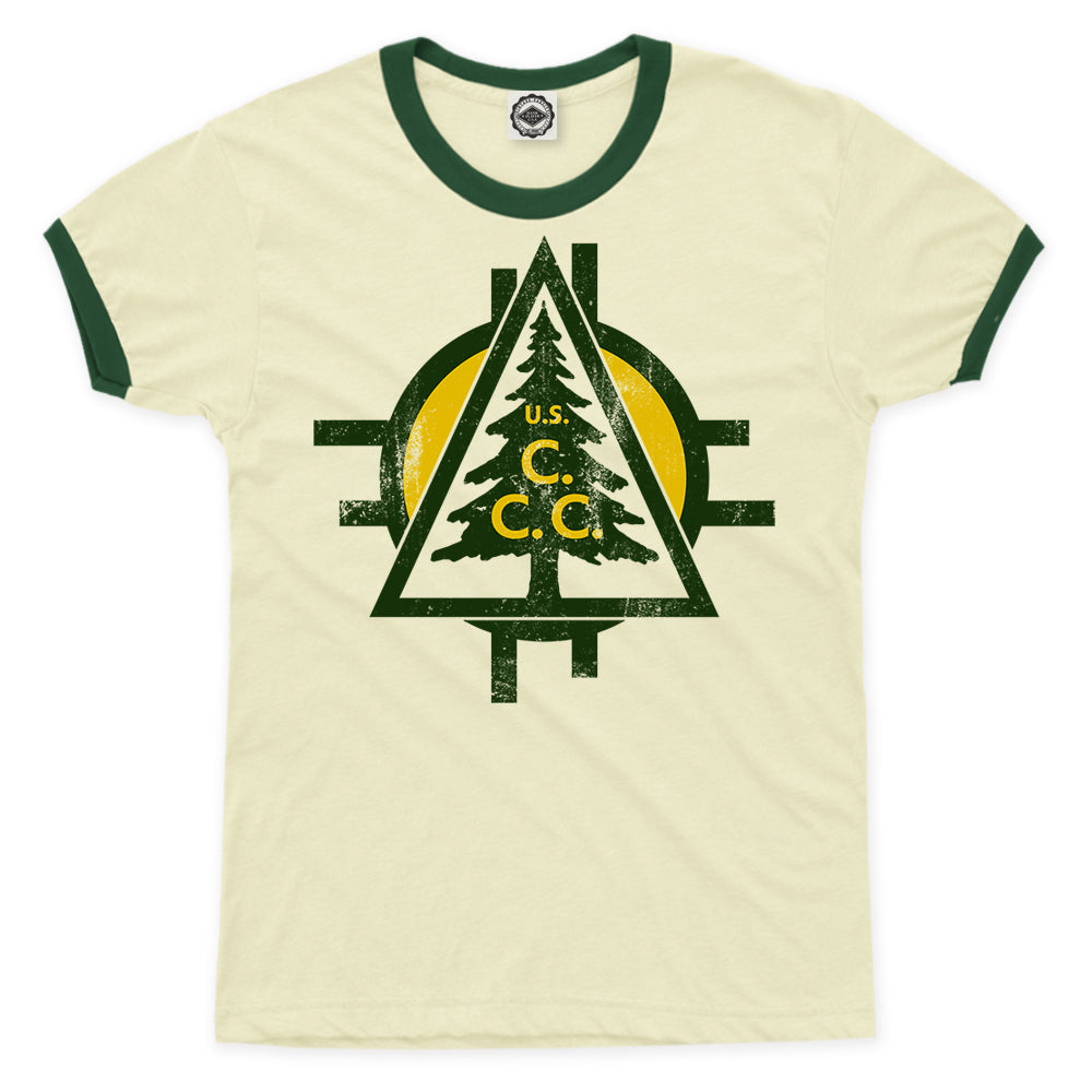 CCC (Civilian Conservation Corps) Tree Logo Unisex Ringer Tee