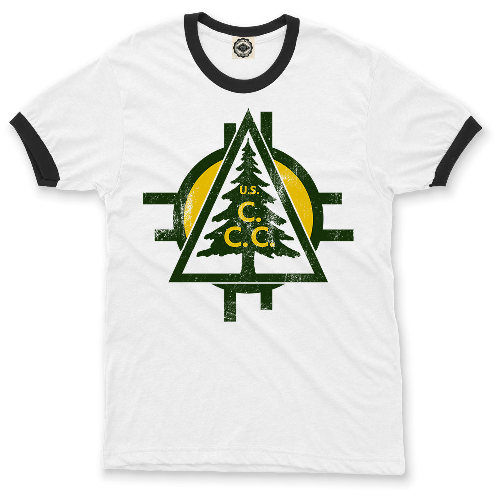 CCC (Civilian Conservation Corps) Tree Logo Unisex Ringer Tee