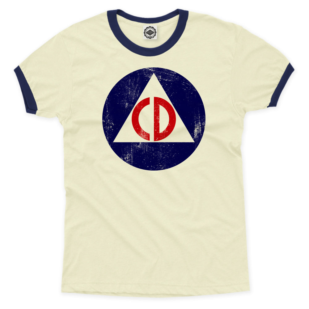 Vintage Civil Defense Logo Unisex Ringer Tee
