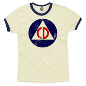 Vintage Civil Defense Logo Unisex Ringer Tee