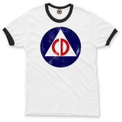 Vintage Civil Defense Logo Unisex Ringer Tee