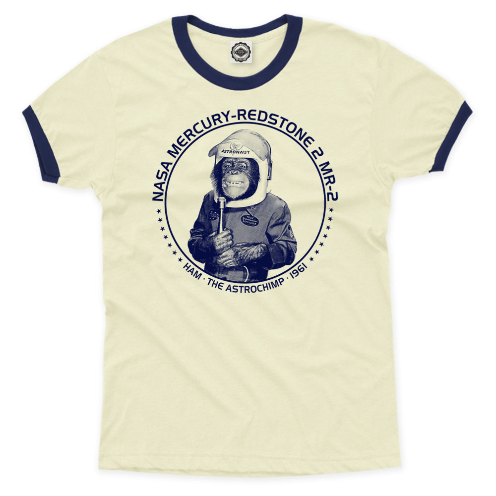 NASA Ham The Astrochimp Unisex Ringer Tee