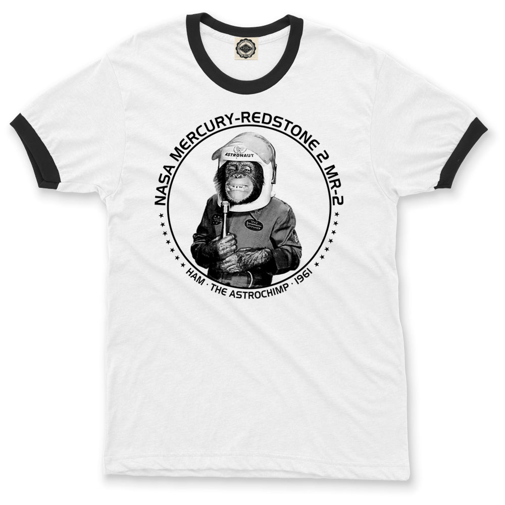NASA Ham The Astrochimp Unisex Ringer Tee