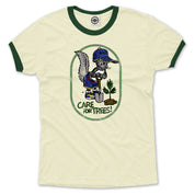 Spunky Squirrel "Care For Trees" Unisex Ringer Tee