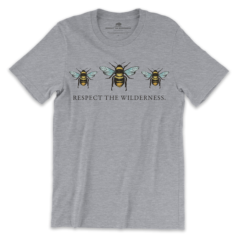 Respect The Wilderness Bees Unisex T-Shirt in Grey