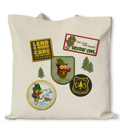 Woodsy Owl Patches Tote Bag in Natural