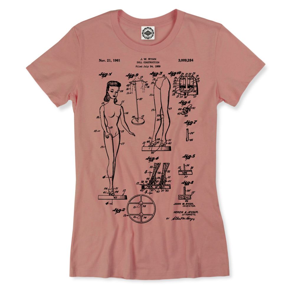 Fashion Doll Patent Women's T-Shirt in rose