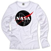 Black Official NASA Logo Women's Long Sleeve Tee