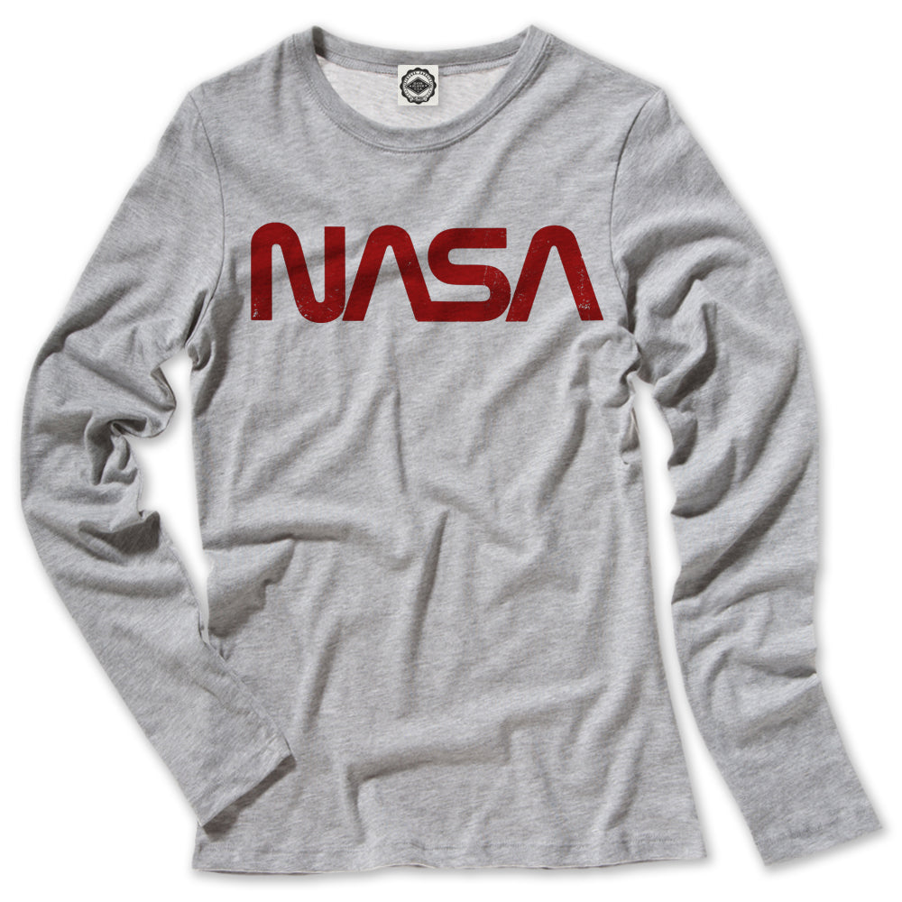 NASA Retro Worm Logo Women's Long Sleeve Tee