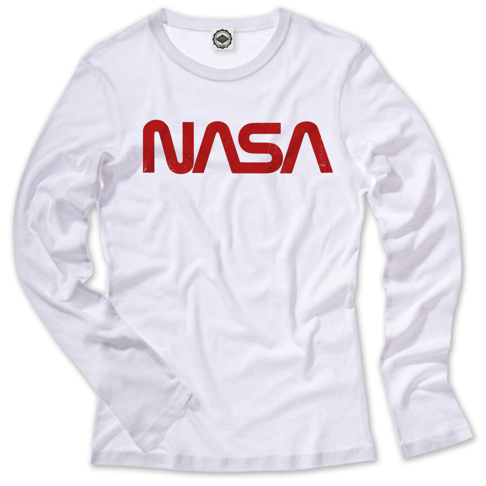 NASA Retro Worm Logo Women's Long Sleeve Tee