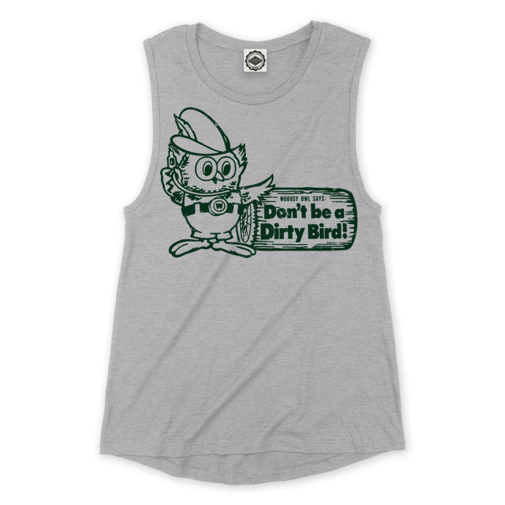 Woodsy Owl "Don't Be A Dirty Bird" Women's Muscle Tee