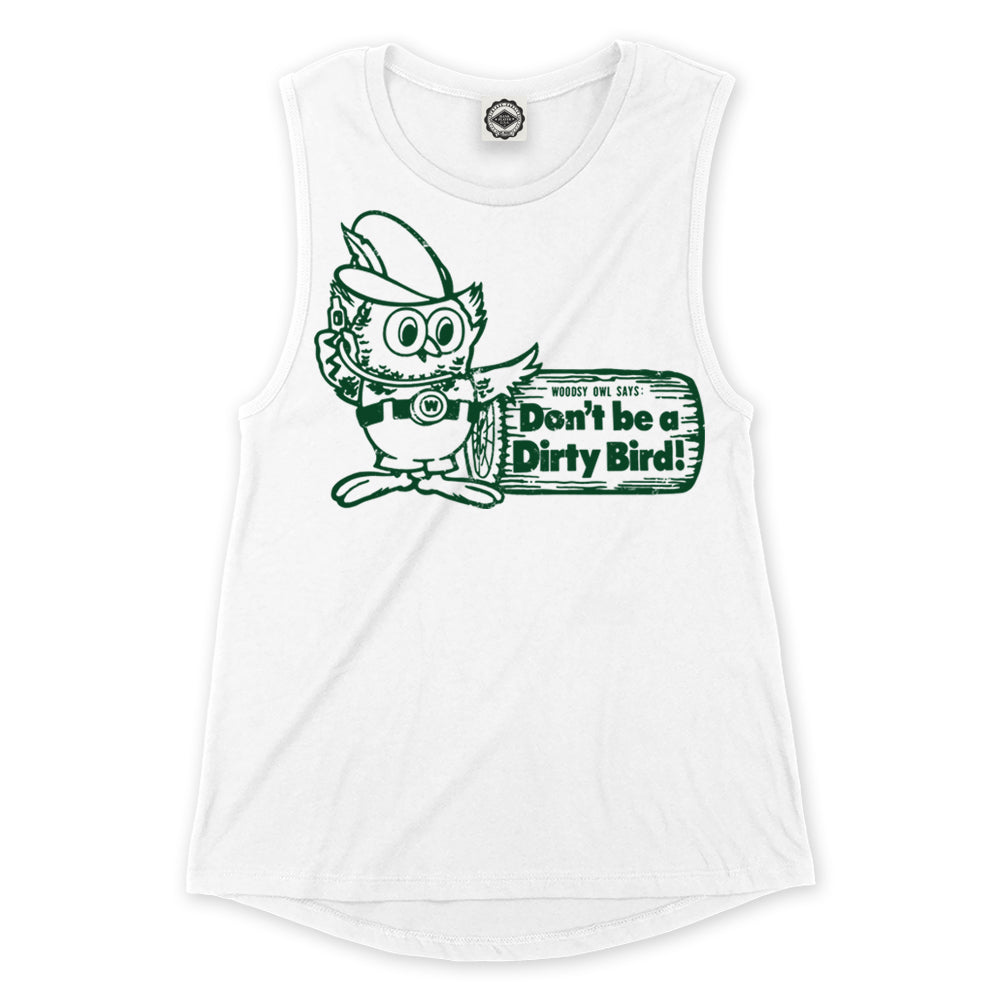 Woodsy Owl "Don't Be A Dirty Bird" Women's Muscle Tee