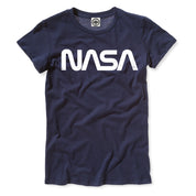 NASA Retro Worm Logo Women's T-Shirt in Heather Navy