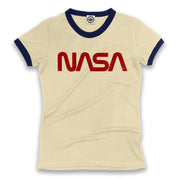 NASA Retro Worm Logo Women's Ringer Tee