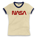 NASA Retro Worm Logo Women's Ringer Tee