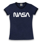 NASA Retro Worm Logo Women's Ringer Tee