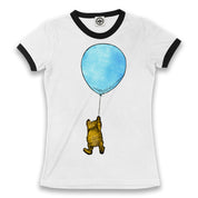Winnie-The-Pooh With Balloon Women's Ringer Tee