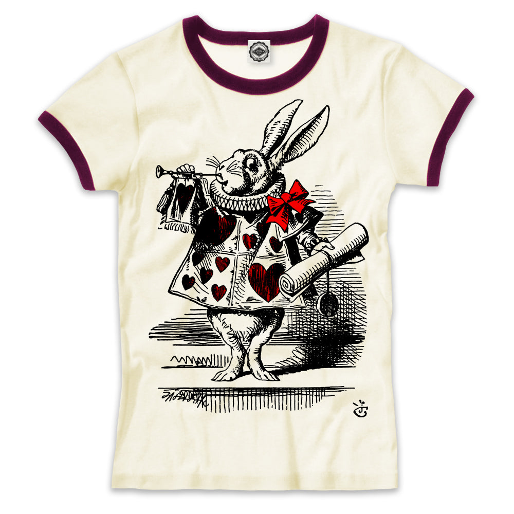 White Rabbit In Wonderland Women's Ringer Tee