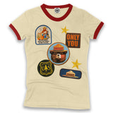 Smokey Bear Patches Women's Ringer Tee