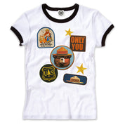 Smokey Bear Patches Women's Ringer Tee