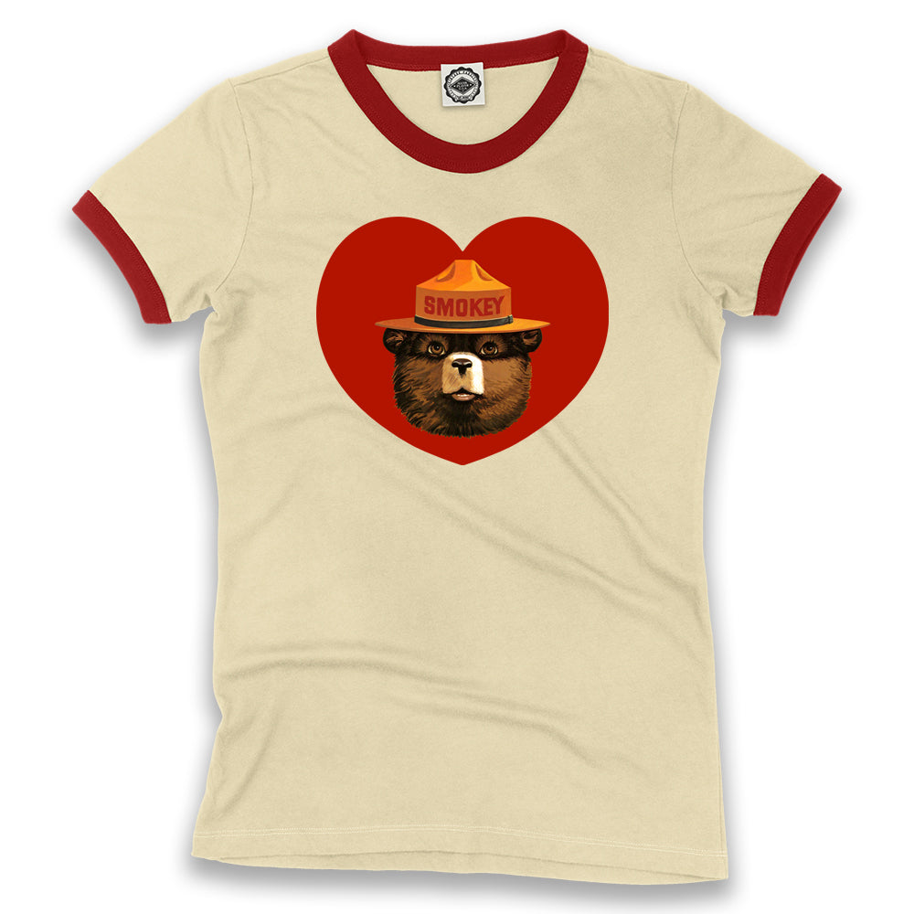 Smokey Bear Heart Women's Ringer Tee