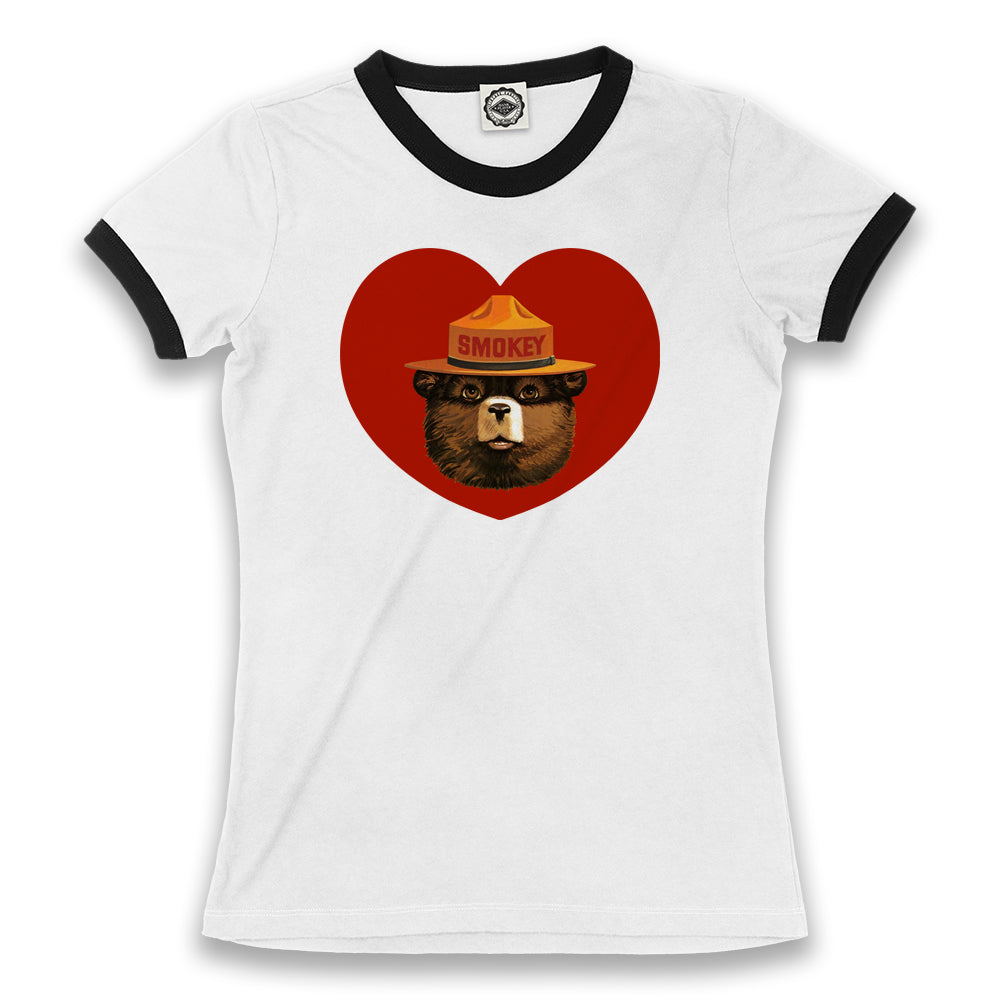 Smokey Bear Heart Women's Ringer Tee