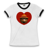 Smokey Bear Heart Women's Ringer Tee
