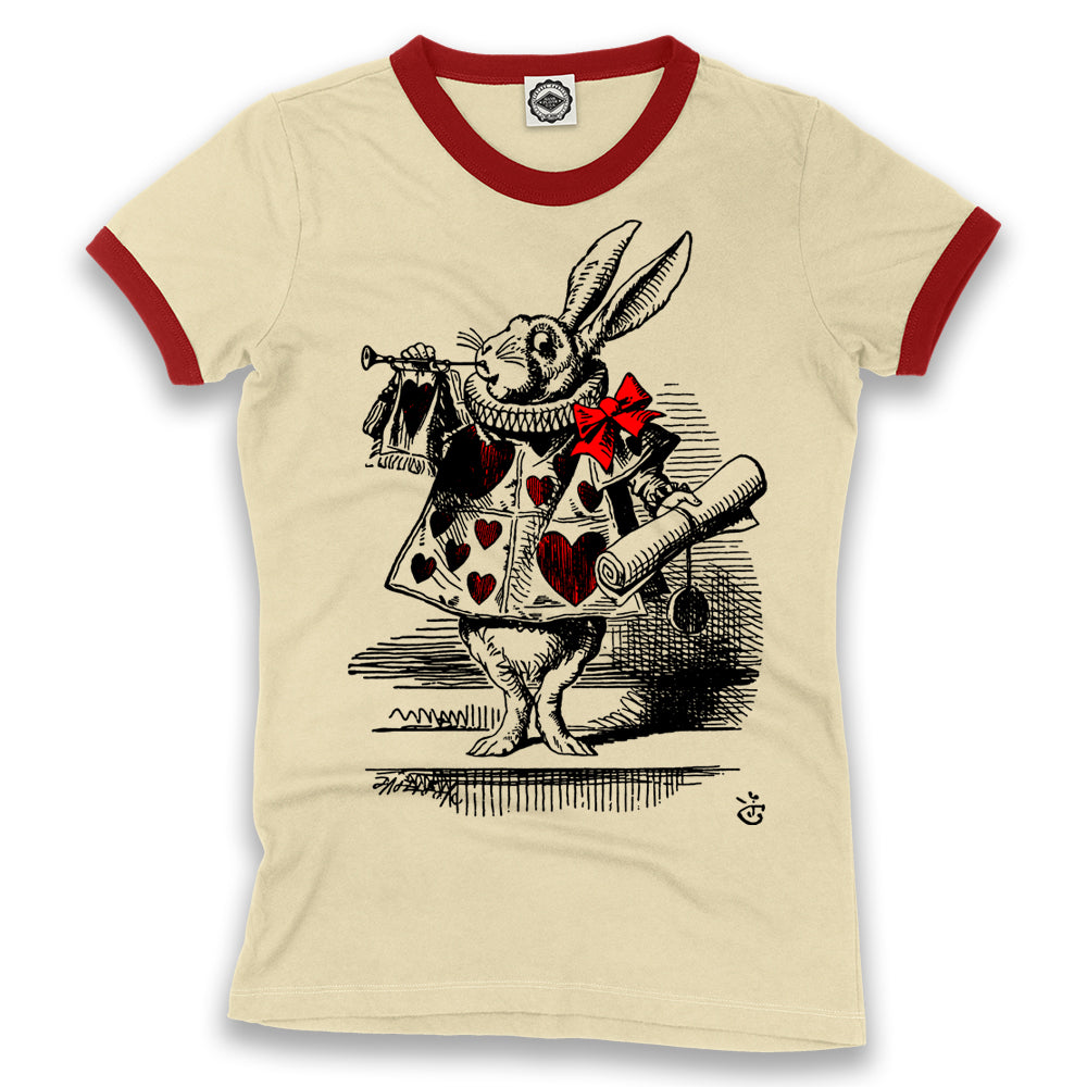 White Rabbit In Wonderland Women's Ringer Tee