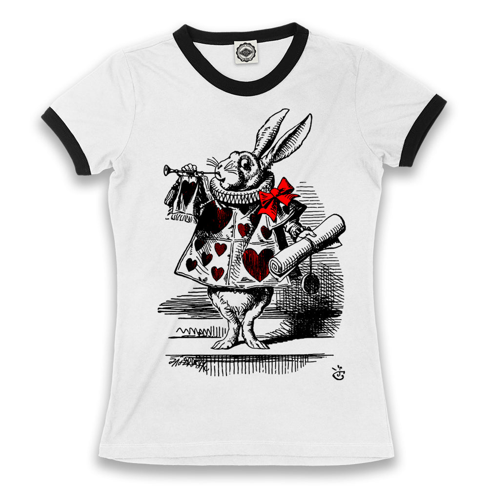 White Rabbit In Wonderland Women's Ringer Tee