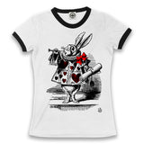 White Rabbit In Wonderland Women's Ringer Tee
