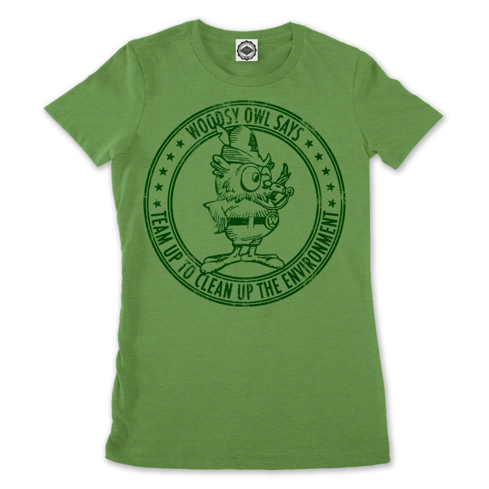 Woodsy Owl "Team Up To Clean Up" Women's Tee
