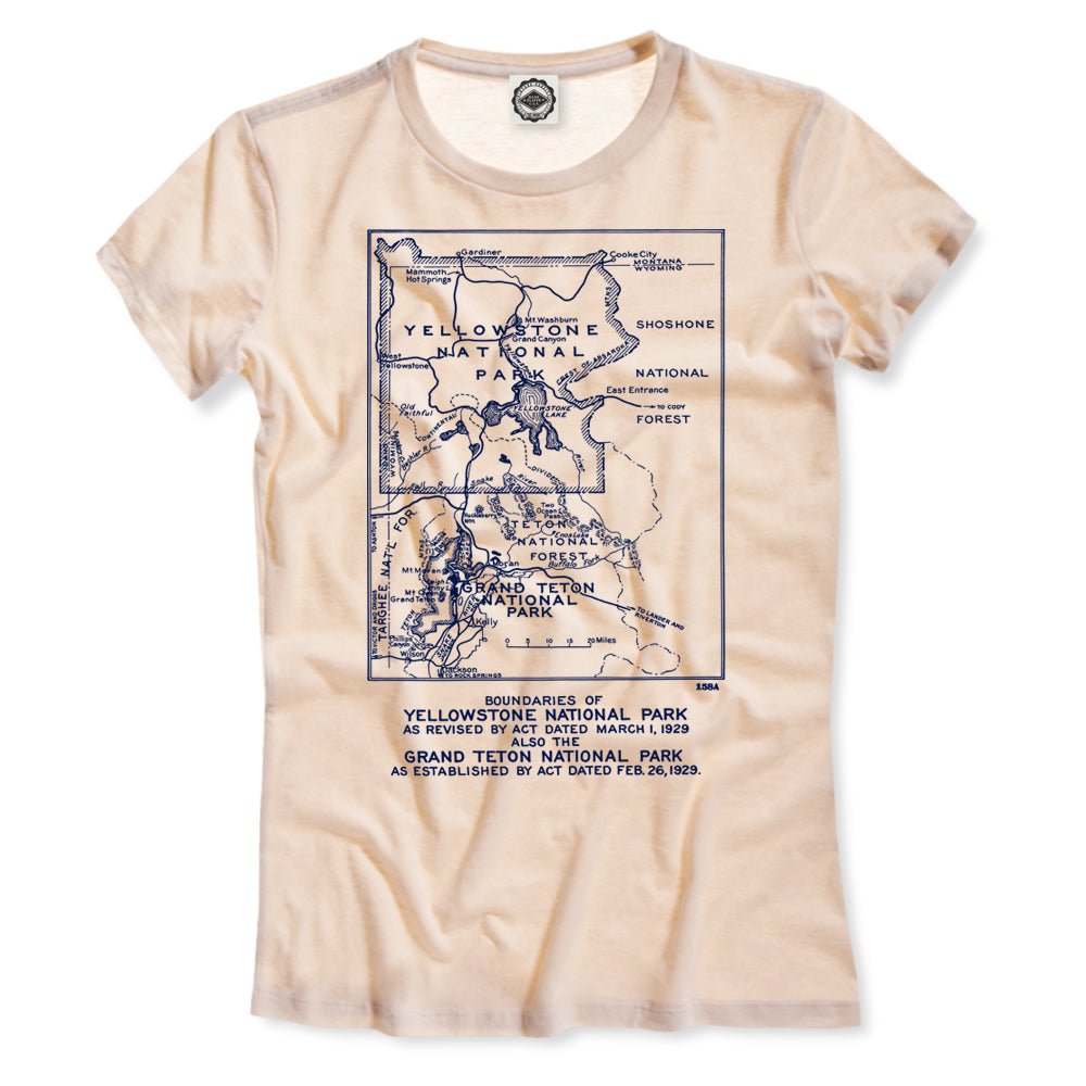 Yellowstone National Park Vintage Map Women's Tee