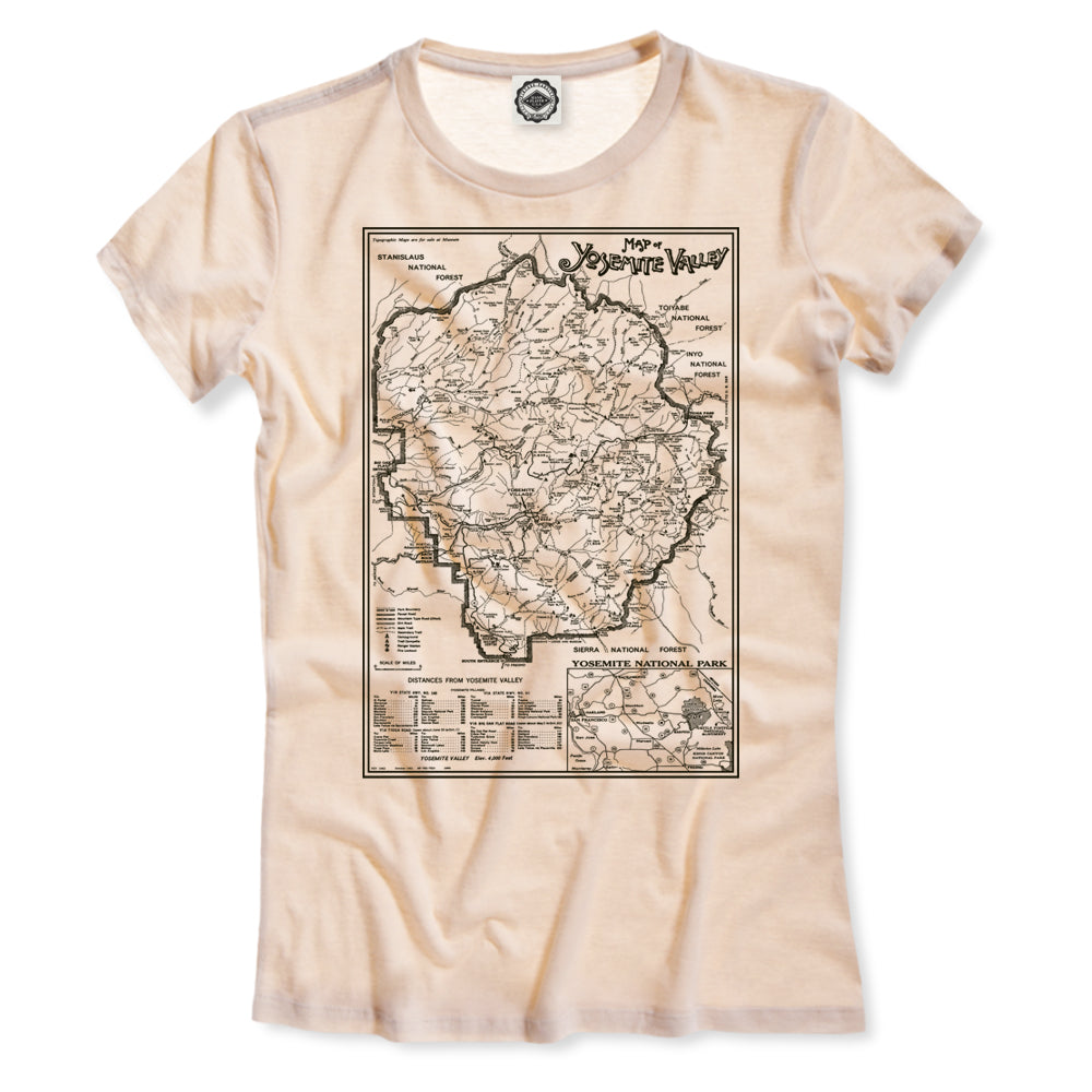 Yosemite Valley National Park Map Women's Tee