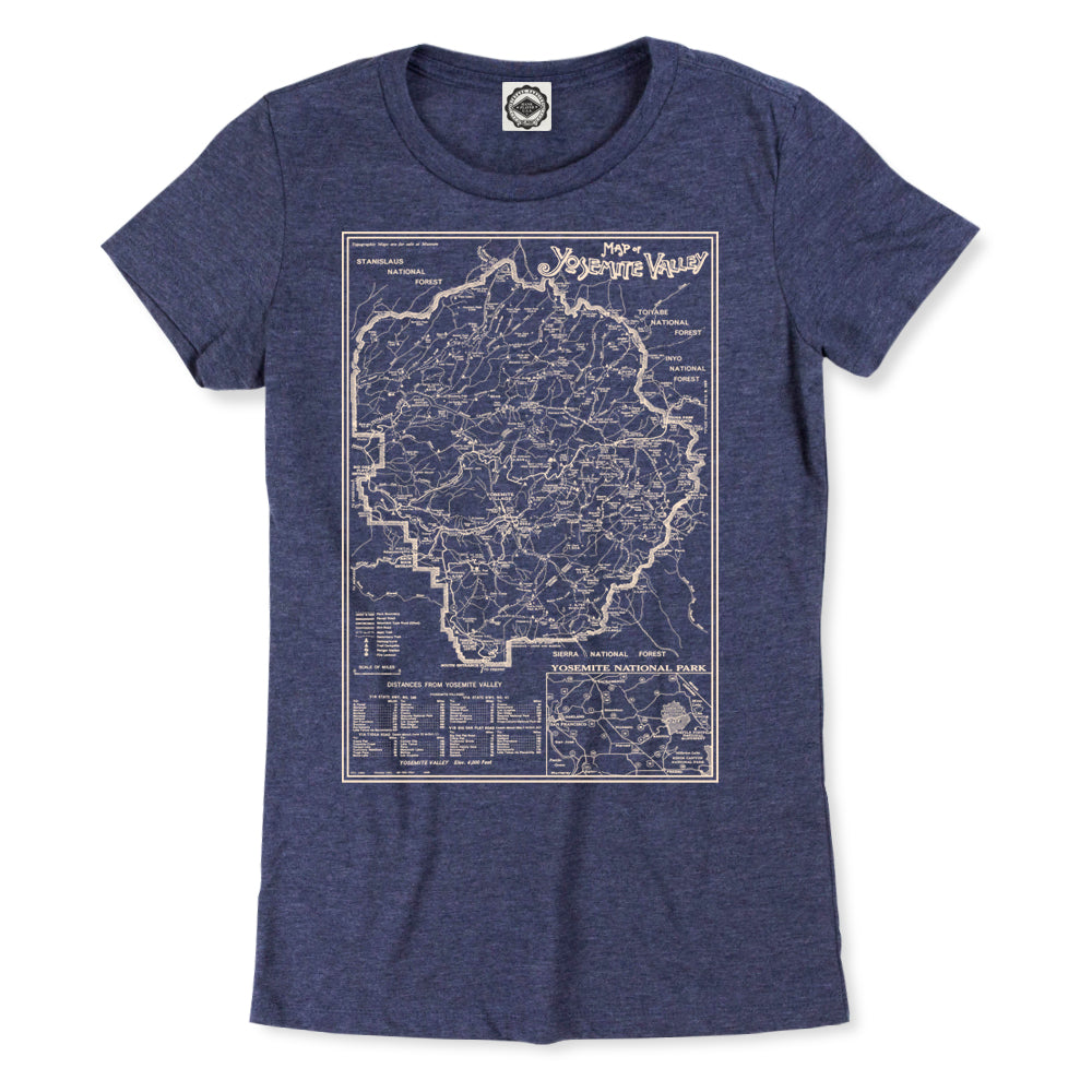 Yosemite Valley National Park Map Women's Tee