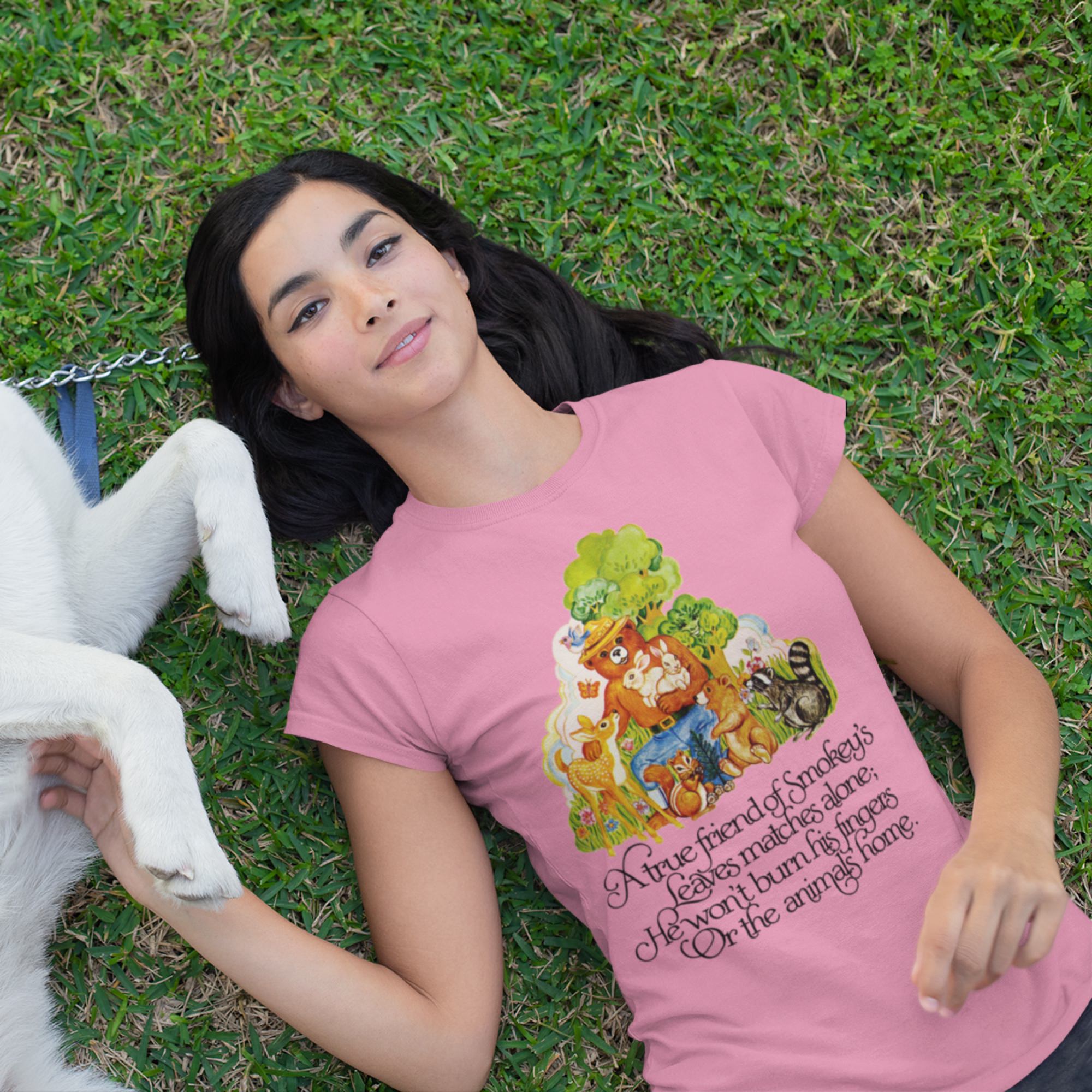 Smokey Bear "A True Friend Of Smokey" Women's T-Shirt in Pink