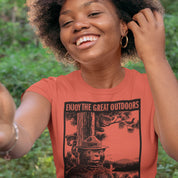 Smokey Bear "Enjoy The Great Outdoors" Women's T-Shirt in Vintage Sunset