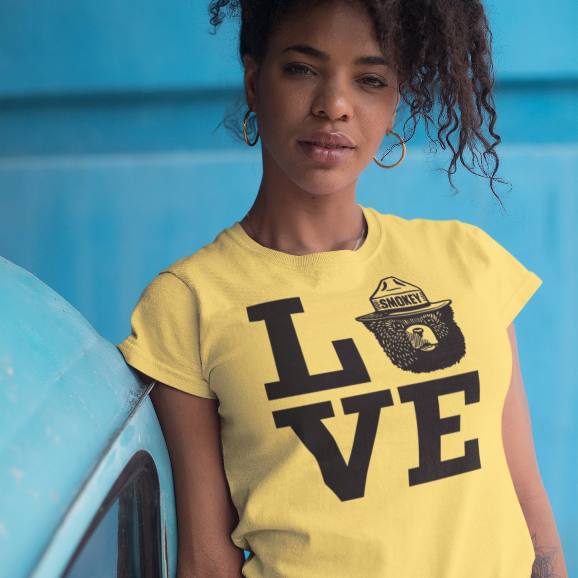 Smokey Bear Love Women's T-Shirt in Vintage Yellow